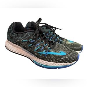 NIKE AIR ZOOM ELITE 8 Black Blue Womens Running Shoes Sneakers Size 7